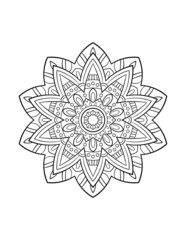 Mandala pattern, round decorative ornament for abstract background or adult coloring book page, vector illustration