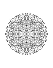 Mandala pattern, round decorative ornament for abstract background or adult coloring book page, vector illustration
