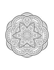 Mandala pattern, round decorative ornament for abstract background or adult coloring book page, vector illustration