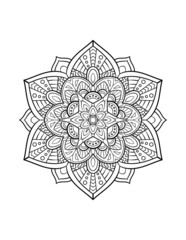 Mandala pattern, round decorative ornament for abstract background or adult coloring book page, vector illustration - 485817225