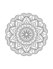 Mandala pattern, round decorative ornament for abstract background or adult coloring book page, vector illustration