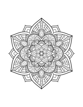 Mandala pattern, round decorative ornament for abstract background or adult coloring book page, vector illustration