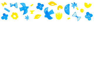 黄色と青の水彩フレームベクター