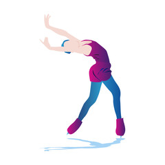 Cartoon illustration of an abstract girl skating on ice. Female Figure Skaters