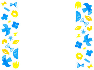 黄色と青の水彩フレームベクター