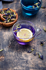 Blue and purple tea Butterfly pea