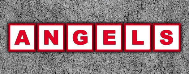 Fototapeta premium Angels Title - Red Square Concept - Wall Background - 3D Illustration