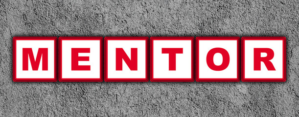 Mentor Title - Red Square Concept - Wall Background - 3D Illustration