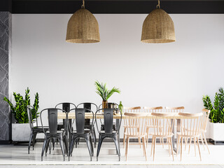Interior Cafe Wall Mockup - 3d Rendering, 3d Illustration 