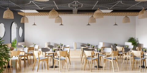 Interior Cafe Wall Mockup - 3d Rendering, 3d Illustration 