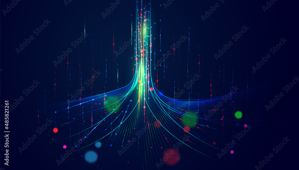 Poster data transformation vector background. big data technology, future of internet vector background des