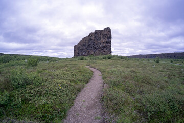 Fototapeta na wymiar Eyan - Feldwand in der Asbyrgi-Schlucht nahe As - Island