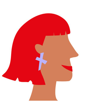Illustration European girl portrait profil with red hair