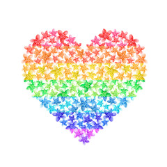 Rainbow flower heart on white isolated background. Valentine's Day. Watercolor illustration