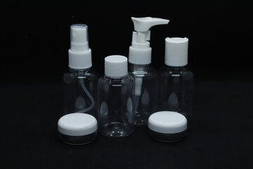 Set of empty cosmetic jars