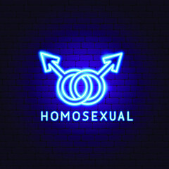 Homosexual Neon Label. Vector Illustration of Sex Promotion.