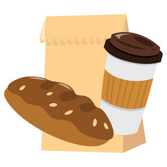 Cartoon Coffee Bread Breakfast Bag