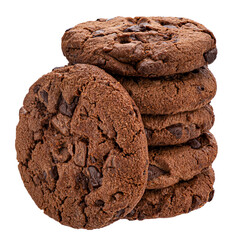 Chocolate cookies isolated on white background, full depth of field