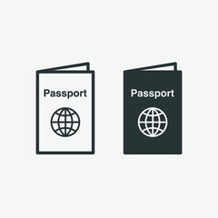 passport, document set vector icon isolated symbol sign