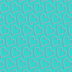 Seamless pattern line heart background