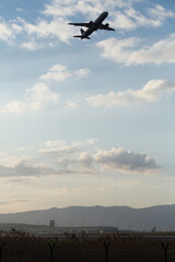 passenger plane lands at airport