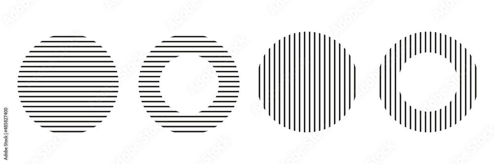 Poster set of lines in circular shapes. abstract linear circles elements collection. vector isolated on whi