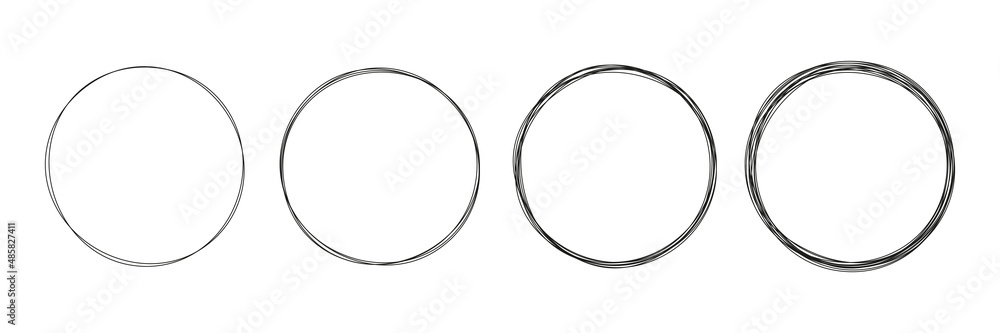 Poster set of continuous line circles. minimalism linear art collection. vector isolated on white.