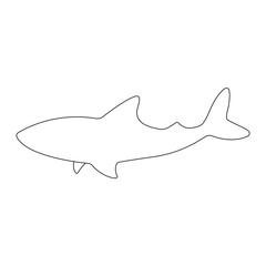 Shark fish line symbol. Line drawing shark icon. Vector isolated on white.
