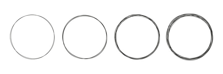 Set of continuous line circles. Minimalism linear art collection. Vector isolated on white.