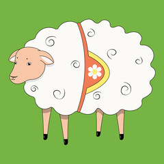 Cute sheep with fanny bag