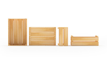 Several empty wooden pallets. 3D illustration 