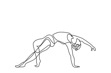 an athlete woman doing a stretch drawing style concept