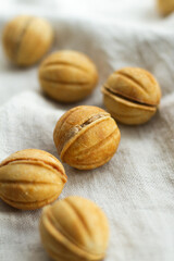 sweet walnuts cookies on a table closeup