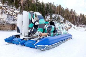 Hovercraft for tourist trips in winter in beautiful natural places