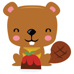Cartoon Christmas Beaver