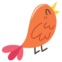 Cartoon Whimsical Orange Bird