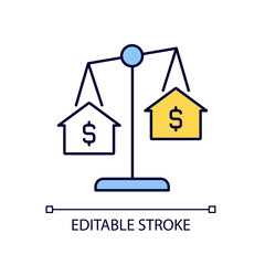 House comparables RGB color icon. Similar condition homes comparison. Real estate evaluation. Isolated vector illustration. Simple filled line drawing. Editable stroke. Arial font used