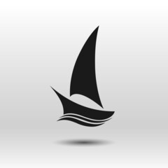 Sailboat black icon. Simple vector glyph. Isolated element on white background. Best for web, print, logo creating and branding design.