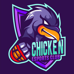 chicken robot mascot esport logo design