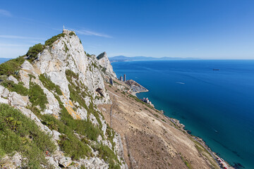 The south face of Gibraltar's Rock with the Spanish coast inn the background