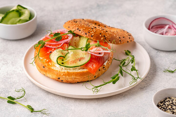 Bagel and Salmon Lox with Cream Cheese