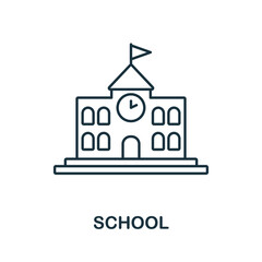 School icon. Line element from school education collection. Linear School icon sign for web design, infographics and more.