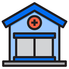 hospital building color line style icon
