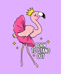 FLAMINGO PRINCESS BALLERINA BIRD ILLUSTRATION