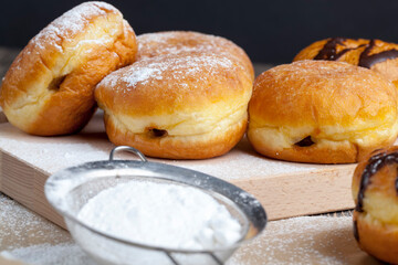 fried in oil Berlin donuts with stuffing
