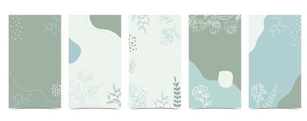 Color design background for social media with flower, leaf,shape