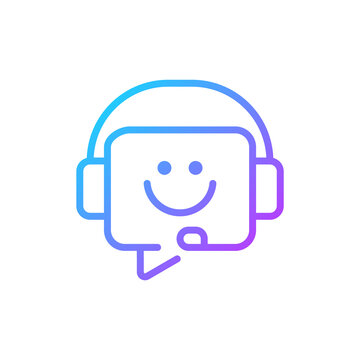recommend clip art: Customer support gradient linear vector icon. Call center. Help desk. Client assistance. Online shopping. Thin line color symbol. Modern style pictogram. Vector isolated outline drawing