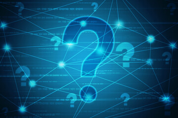 2d illustration question mark,Cyber Technology Background,Concept of thinking