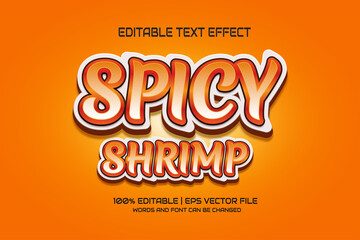 3d spicy shrimp editable text effect premium style vector