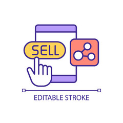 Increasing online selling RGB color icon. Advertising on mobile device. Business promotion. Isolated vector illustration. Simple filled line drawing. Editable stroke. Arial font used